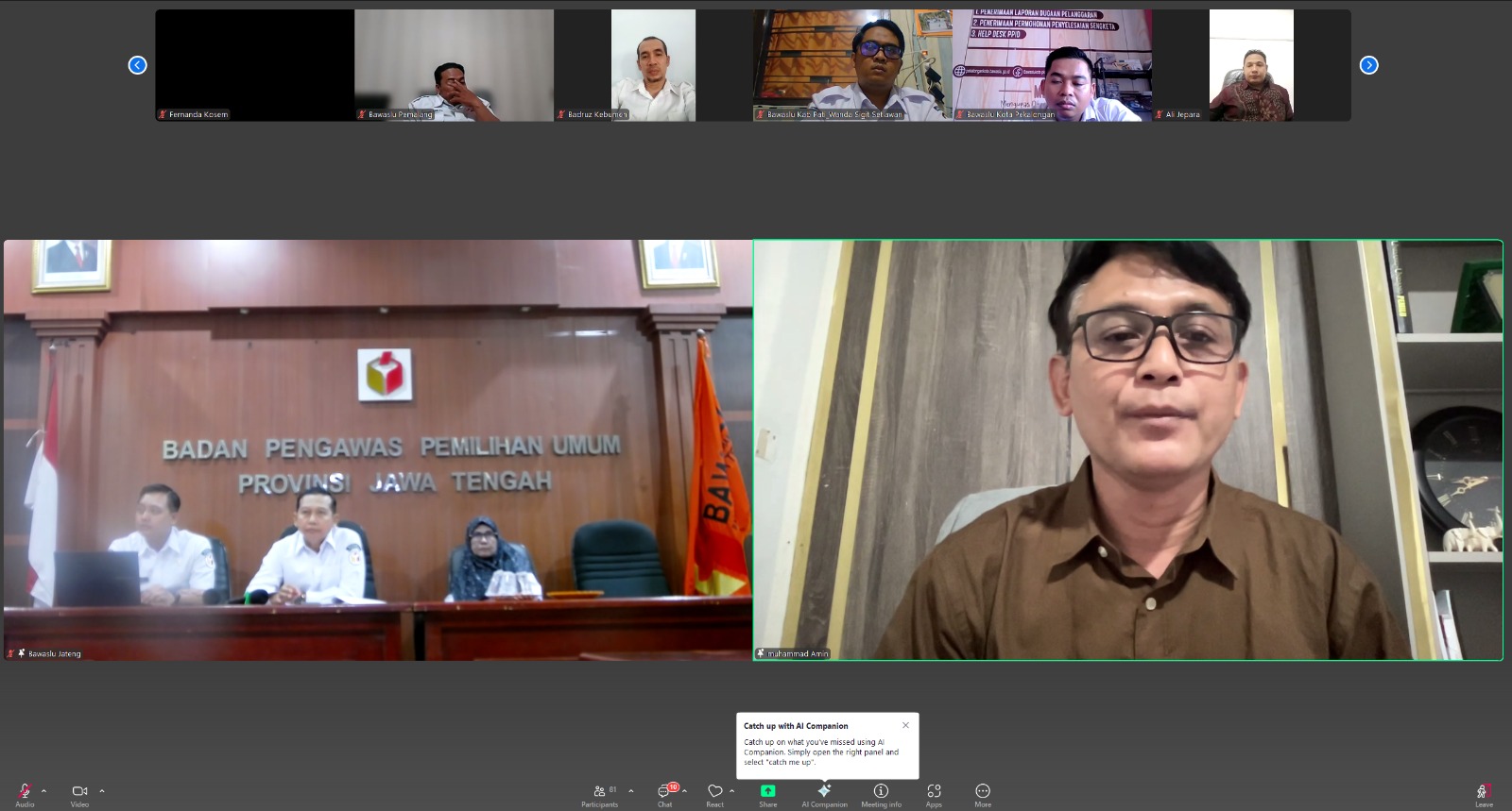 Bawaslu Kabupaten Jepara mengikuti Rapat Koordinasi Konten di Masa Non Tahapan yang diselenggarakan secara daring oleh Bawaslu Provinsi Jawa Tengah melalui zoom meeting