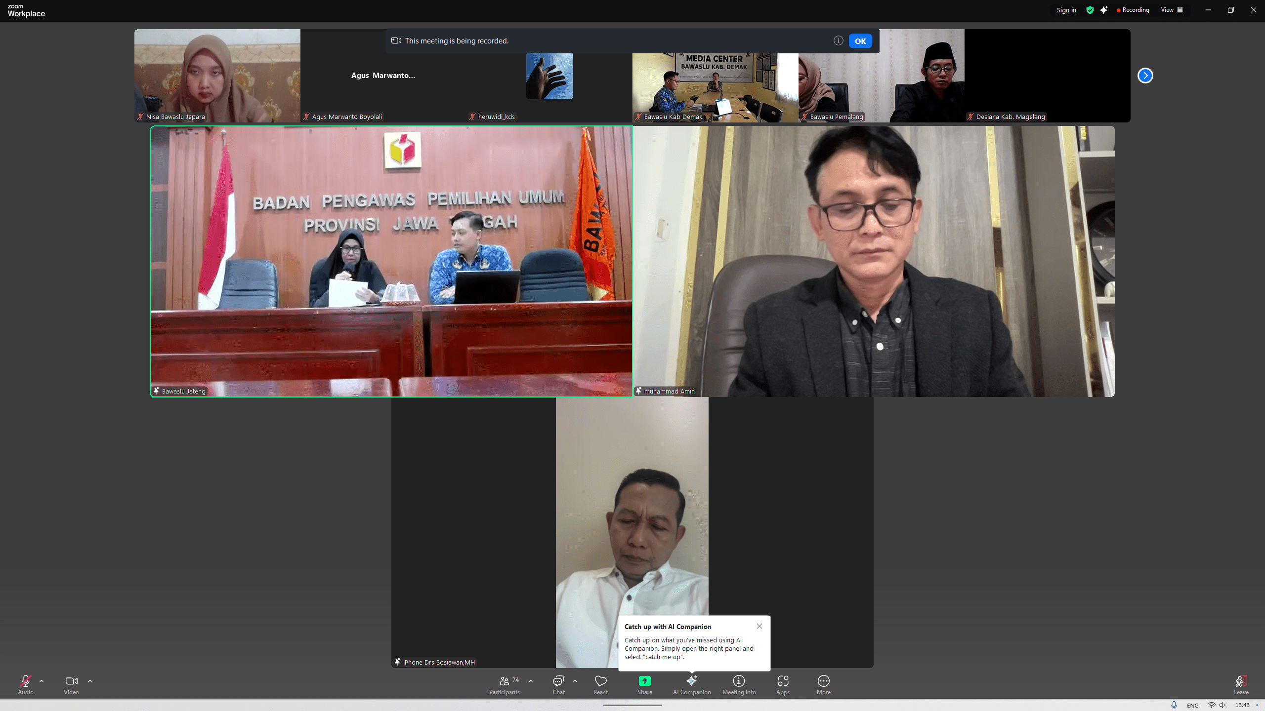 Bawaslu Kabupaten Jepara mengikuti "Rapat Persiapan Pengisian SAQ Monev Bawaslu Kabupaten/Kota Tahun 2025 dan Perkembangan Digitalisasi Dokumen Pemilu dan Pemilihan Tahun 2024," yang diselenggarakan oleh Bawaslu Provinsi Jawa Tengah secara daring