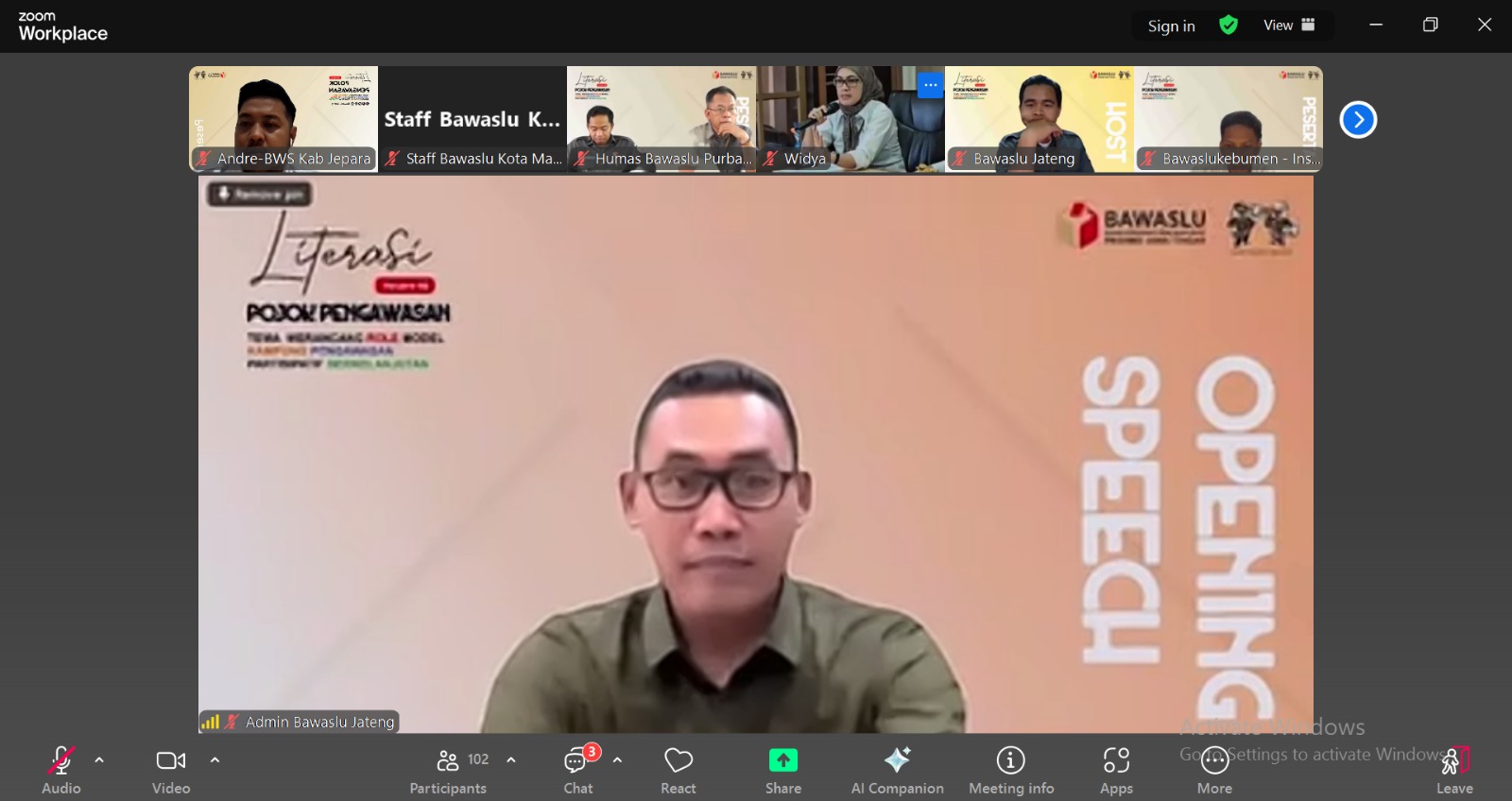 Bawaslu Jepara turut serta dalam forum strategis "Literasi Pojok Pengawasan" yang diselenggarakan secara daring oleh Bawaslu Provinsi Jawa Tengah