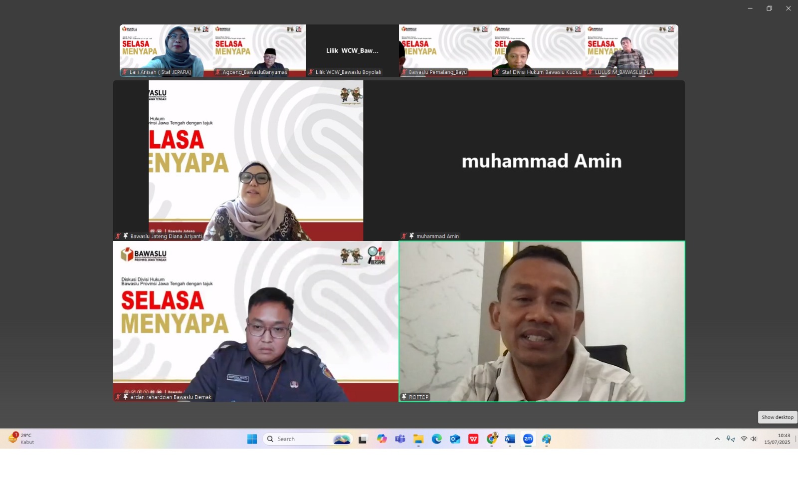 Bawaslu Jepara mengikuti diskusi daring "Selasa Menyapa" yang diselenggarakan oleh Bawaslu Provinsi Jawa Tengah