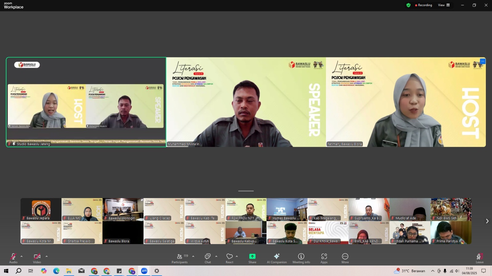 Bawaslu Jepara mengikuti kegiatan Literasi Pojok Pengawasan yang diselenggarakan oleh Bawaslu Provinsi Jawa Tengah secara daring