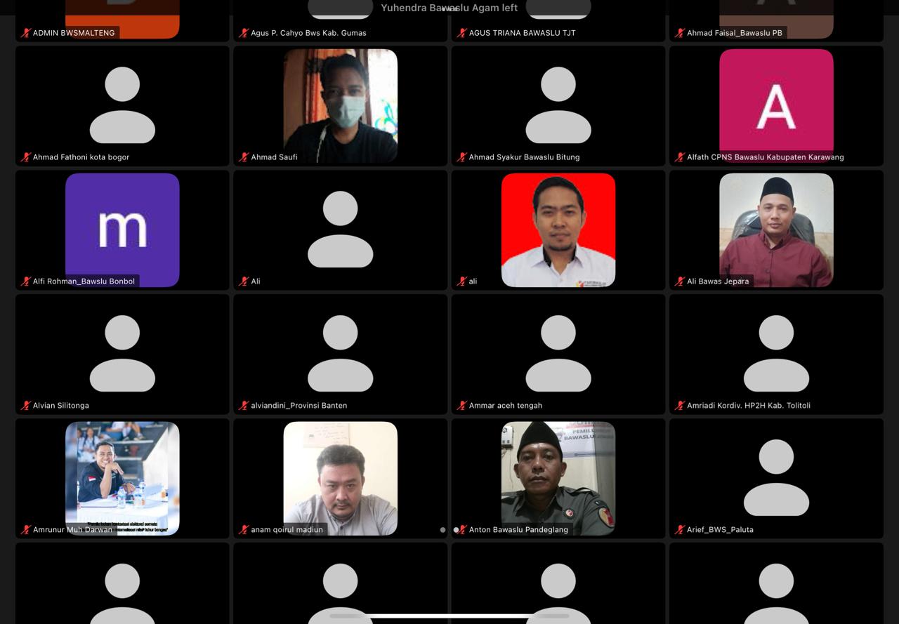 Bawaslu Jepara mengikuti Rapat Evaluasi Teknis Pengisian Form Pencegahan Online yang diselenggarakan secara daring oleh Bawaslu Republik Indonesia