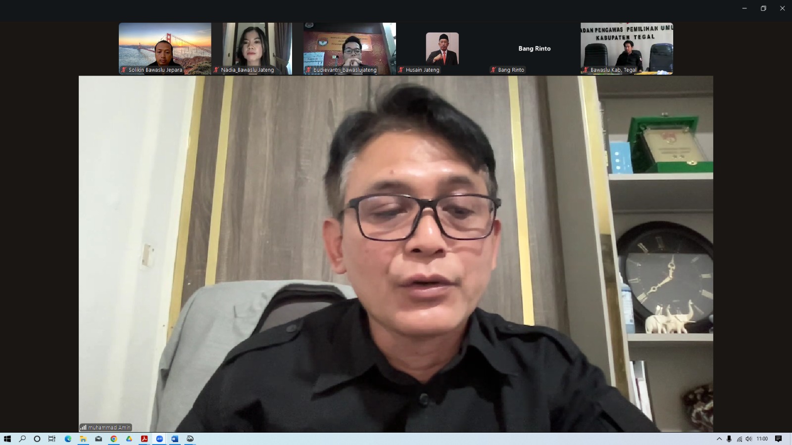 Bawaslu Jepara turut serta dalam Rapat Koordinasi Penyusunan Artikel Penanganan Pelanggaran Pemilihan Tahun 2024, Persiapan Gakkumdu Award, dan Sosialisasi Pelaksanaan Kompetisi Debat Penegakan Hukum Antar Perguruan Tinggi Se-Indonesia yang di selenggarakan Bawaslu Provinsi Jawa Tengah melalui zoom meeting