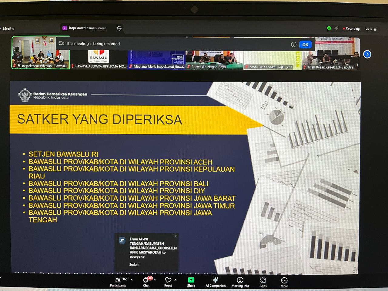 Bawaslu Kabupaten Jepara mengikuti kegiatan Rapat Entry Meeting Pemeriksaan Interim atas Laporan Keuangan Tahun 2025 pada Badan Pengawas Pemilihan Umum (Bawaslu) oleh Badan Pemeriksa Keuangan Republik Indonesia (BPK RI)