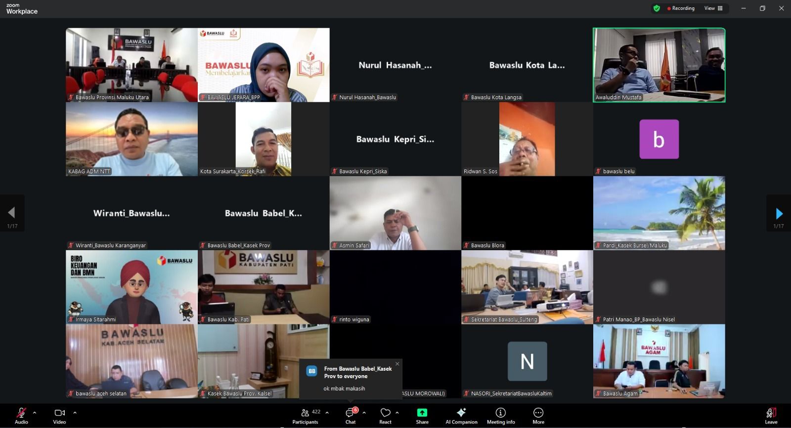Bawaslu Kabupaten Jepara mengikuti Rapat Pembahasan Pelaksanaan Anggaran Awal Tahun 2026 yang dilaksanakan melalui zoom meeting
