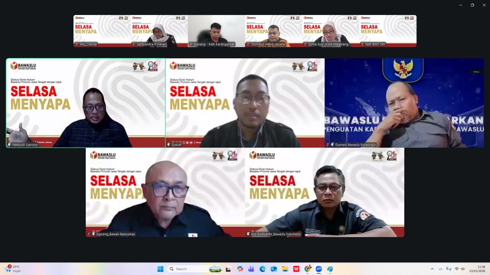 Bawaslu Kabupaten Jepara mengikuti diskusi daring "Selasa Menyapa" yang digelar Bawaslu Provinsi Jawa Tengah, Selasa (13/1). Diskusi ini fokus membedah UU No. 1 Tahun 2026 tentang Penyesuaian Pidana dan dampaknya terhadap penegakan hukum pidana pemilu.
