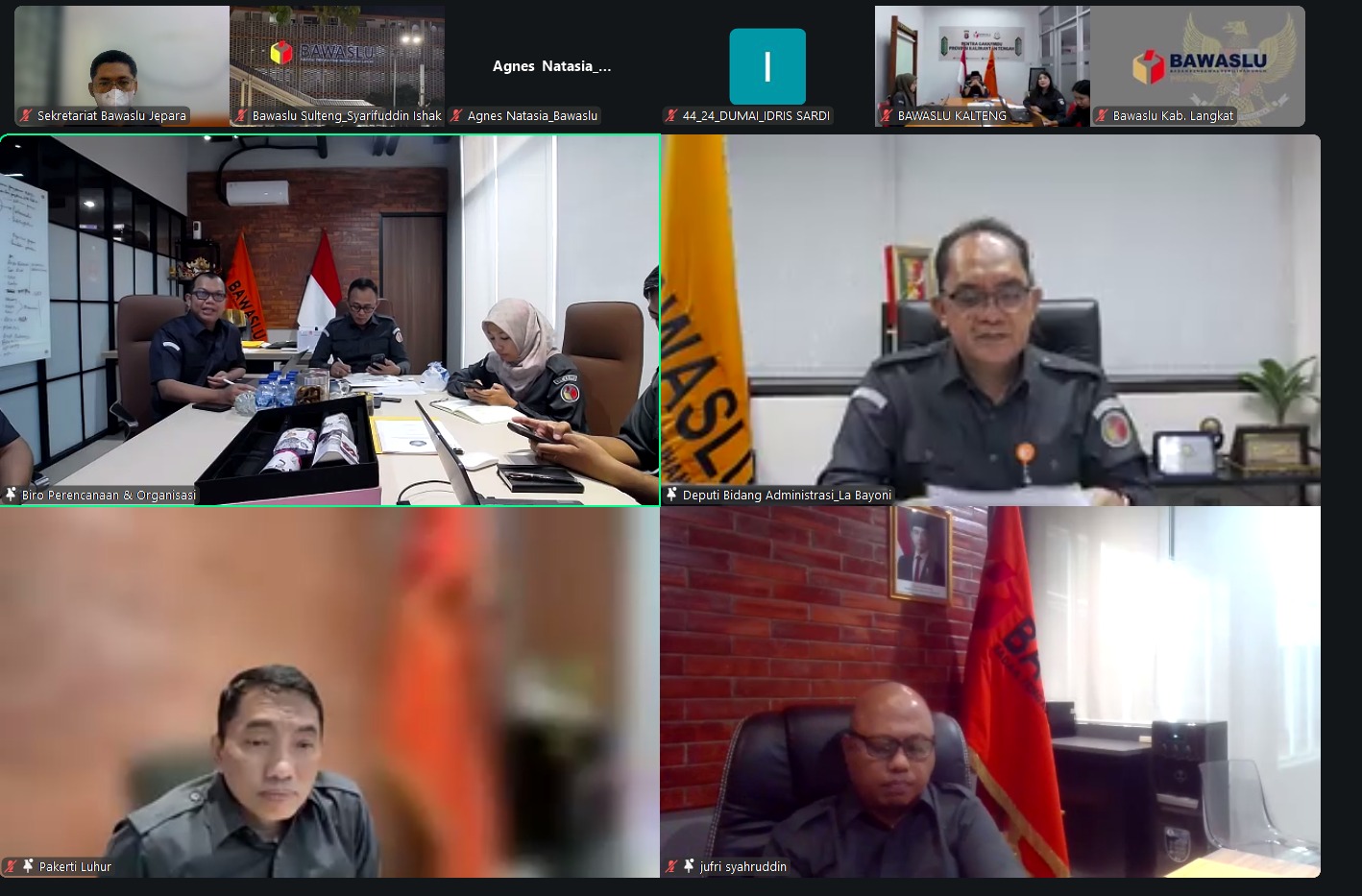 Bawaslu Jepara mengikuti kegiatan Pembinaan dan Evaluasi Bawaslu/Panwaslih Provinsi serta Bawaslu/Panwaslih Kabupaten/Kota yang diselenggarakan secara daring melalui Zoom Meeting