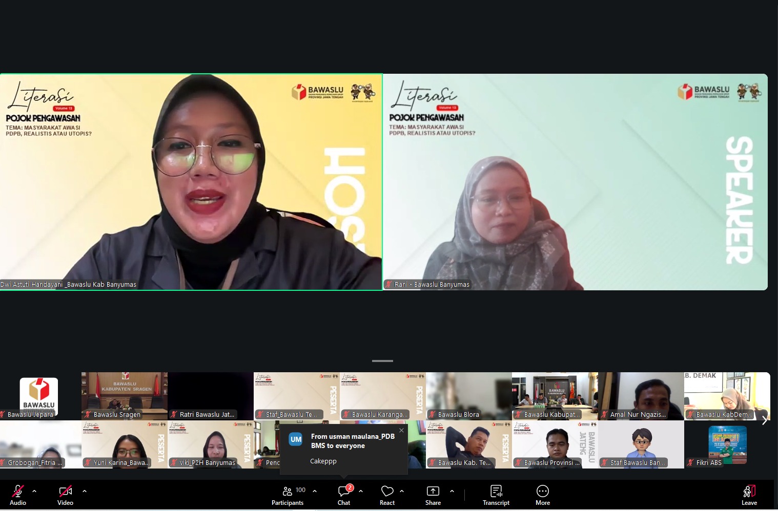 Bawaslu Kabupaten Jepara mengikuti kegiatan Literasi Pojok Pengawasan Vol. 13 yang mengangkat tema “Masyarakat Awasi PDPB, Realistis atau Utopis?” melalui zoom meeting pada Senin, (18/5).