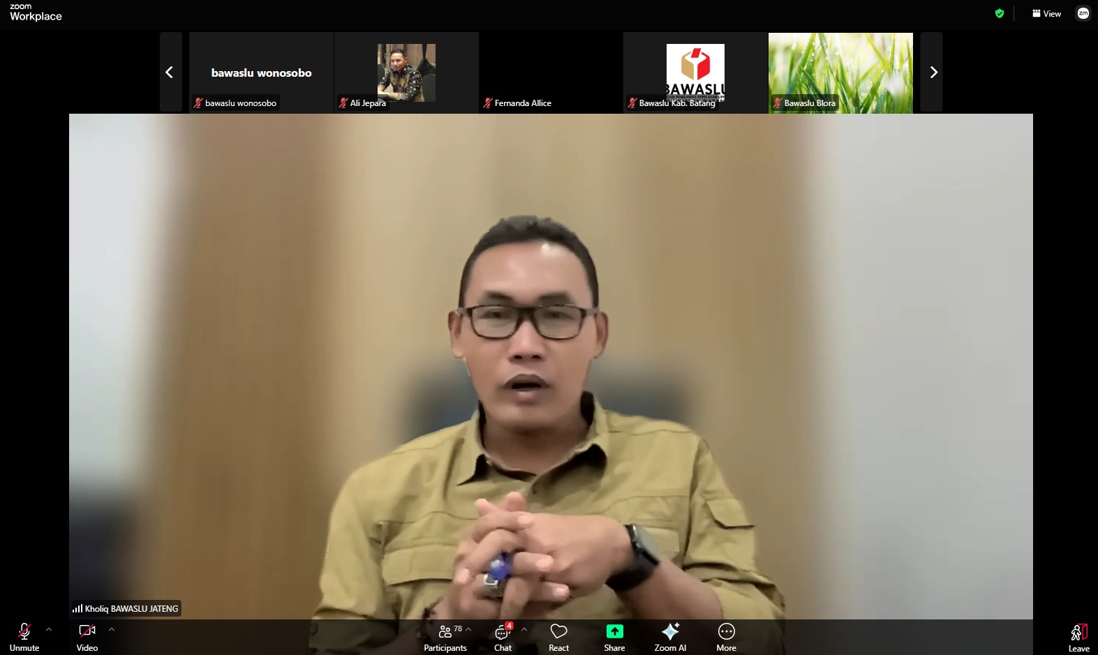 Bawaslu Kabupaten Jepara mengikuti Rapat Koordinasi Pengawasan Pemutakhiran Data Pemilih Berkelanjutan (PDPB) Semester I Tahun 2026 yang diselenggarakan oleh Bawaslu Provinsi Jawa Tengah secara daring pada Rabu (24/6).