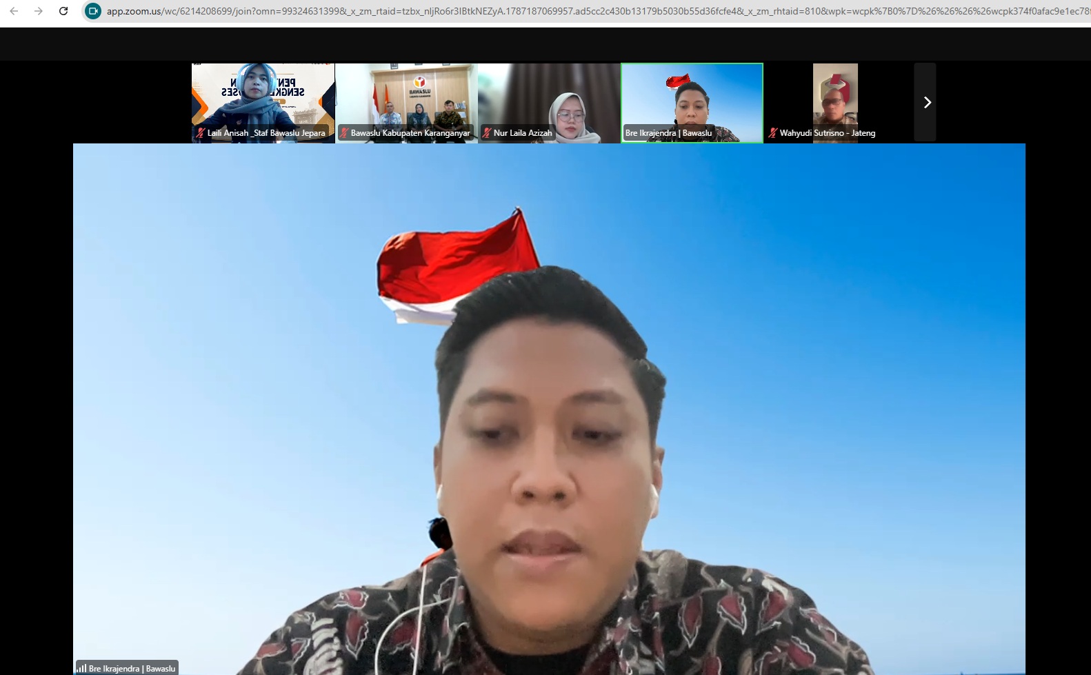 Bawaslu Kabupaten Jepara mengikuti Sosialisasi Kompetisi Video Kelas Penyelesaian Sengketa Bawaslu Kabupaten/Kota se-Jawa Tengah yang digelar Bawaslu Provinsi Jawa Tengah secara daring melalui Zoom Meeting, Kamis (20/8).