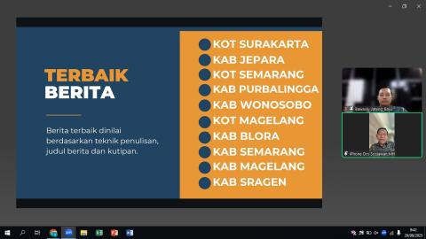 Bawaslu Jepara Mendapat Berita Terbaik yang diselenggarakan Bawaslu Provinsi Jawa Tengah sepanjang Bulan Agustus 2025