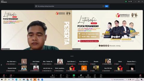 Bawaslu Jepara mengikuti kegiatan Literasi Pojok Pengawasan Vol-5 yang digelar oleh Bawaslu Provinsi Jawa Tengah melalui zoom meeting