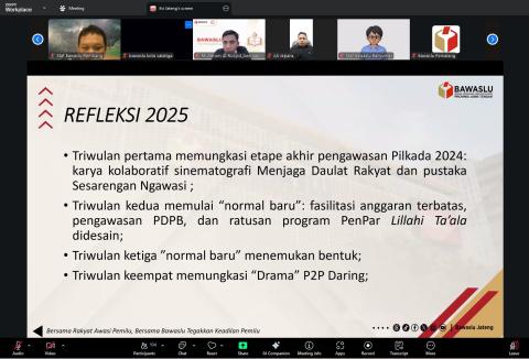 Bawaslu Kabupaten Jepara mengikuti Rapat Koordinasi (Rakor) Harmonisasi Program Kerja Divisi Pencegahan dan Partisipasi Masyarakat (Parmas) Tahun 2026 yang diselenggarakan oleh Bawaslu Provinsi Jawa Tengah melalui zoom meeting