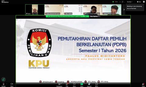 Bawaslu Jepara mengikuti kegiatan Literasi Pojok Pengawasan Volume 17 yang diselenggarakan oleh Bawaslu Provinsi Jawa Tengah secara daring melalui Zoom Meeting pada Senin (20/7).