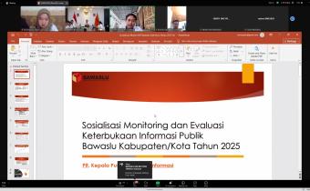 Staf Pengelola PPID Bawaslu Jepara mengikuti Rapat Sosialisasi Monev Keterbukaan Informasi Publik 2025