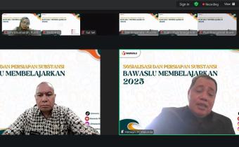 Anggota Bawaslu Herwyn JH Malonda (kanan) dalam forum daring Sosialisasi dan Persiapan Substansi Bawaslu Membelajaran 2025, Jumat (3/10/2025).