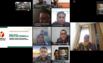 Bawaslu Kabupaten Jepara mengikuti kegiatan Sosialisasi dan Peluncuran Buku Saku PENTAS PEMILU (Pedoman Teknis Penyelesaian Sengketa Proses Pemilihan Umum) yang diselenggarakan oleh Bawaslu Provinsi Jawa Tengah