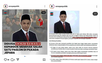 Tangkapan layar akun Instagram @Senayanid yang menyebar kabar hoaks tentang Ali Purnomo, Komisioner Bawaslu Jepara. (Istimewa/ Instagram @Senayanid